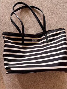 kate spade Black and White Striped Tote